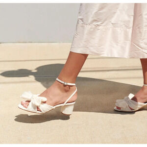 Loeffler Randall Dahlia Pearl Penny Knot Vegan Sandals Ivory